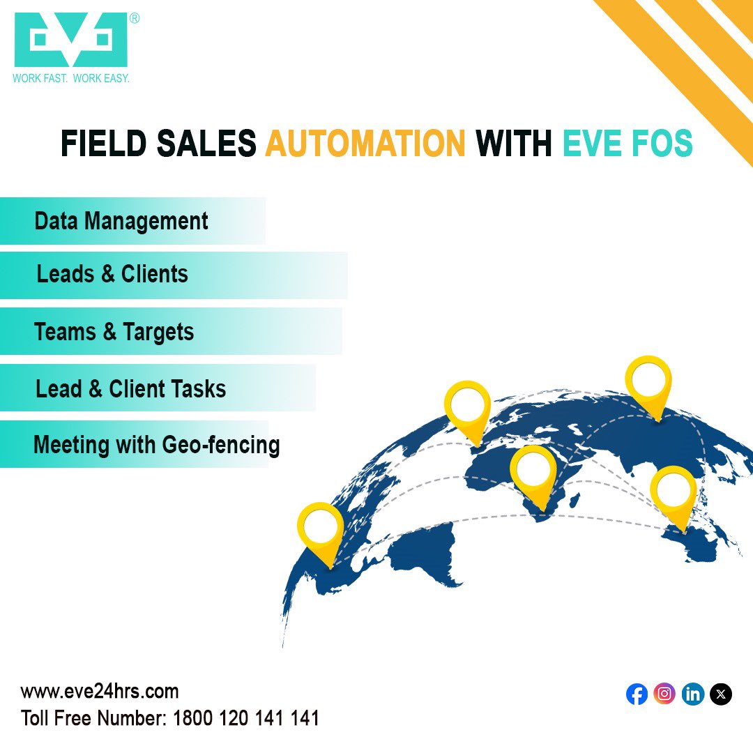 EveTechofficial's tweet image. “Revolutionize your field sales with EVE FOS! From streamlined management to real-time insights, empower your team to achieve more with less effort.

 #FieldSalesAutomation #EVEFOS #SalesSuccess #EfficientSelling #SalesForceManagement #BoostProductivity #SalesEfficiency