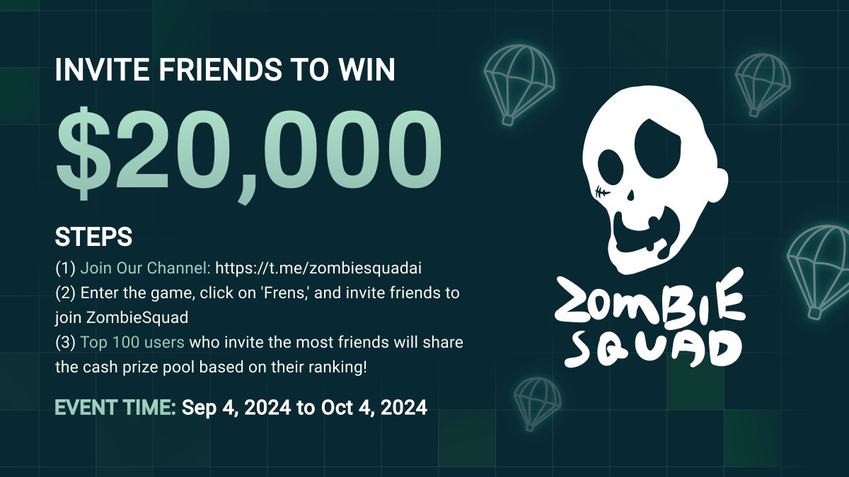 🧟‍♂️🧟‍♀️ Zombies, assemble! 🌞 Let's complete missions and collect sunshine together! 🌟
Invite more people to join the team and share the $20,000 cash prize!🎁
t.me/zombiesquadai

#zombiesquad #TON #telegram #AI #airdrop