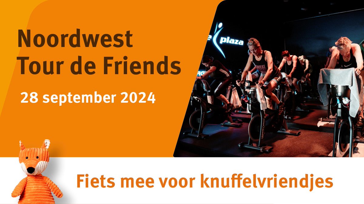 Fiets je ook mee voor knuffelvriendjes voor de kinderen in het ziekenhuis? Doe dan mee met ons leuke sponsorevenement *NOORDWEST TOUR DE FRIENDS* op zaterdag 28 september. 

Reserveer één of meer spinningfietsen via &gt; bit.ly/4eTADuo