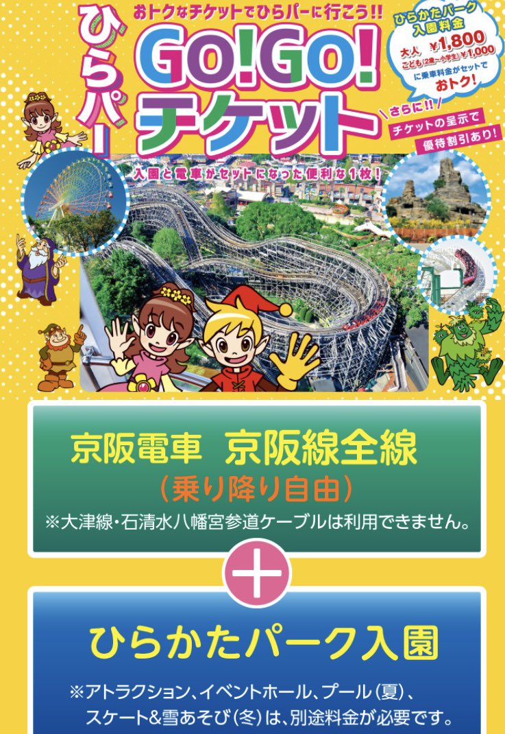 ひらかたパーク　ひらパーの株主入園券とウインターカーニバルのセット　5人分　② ひらかたパーク ひらパーの株主入園券とウインターカーニバルのセット