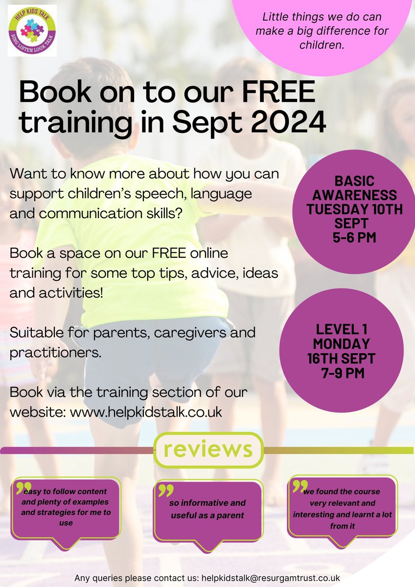 Share our training sessions- we would love you to join us!