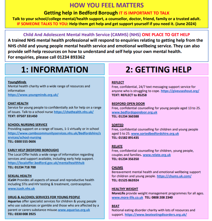 Most Bedford Borough pupils go #BackToSchool today &amp; those struggling may need some extra support. A working group with <a href="/BedfordTweets/">Bedford Borough Council</a> has coproduced information for children &amp; young people to access support for their mental wellbeing #MentalHealthMatters localoffer.bedford.gov.uk/kb5/bedford/di…