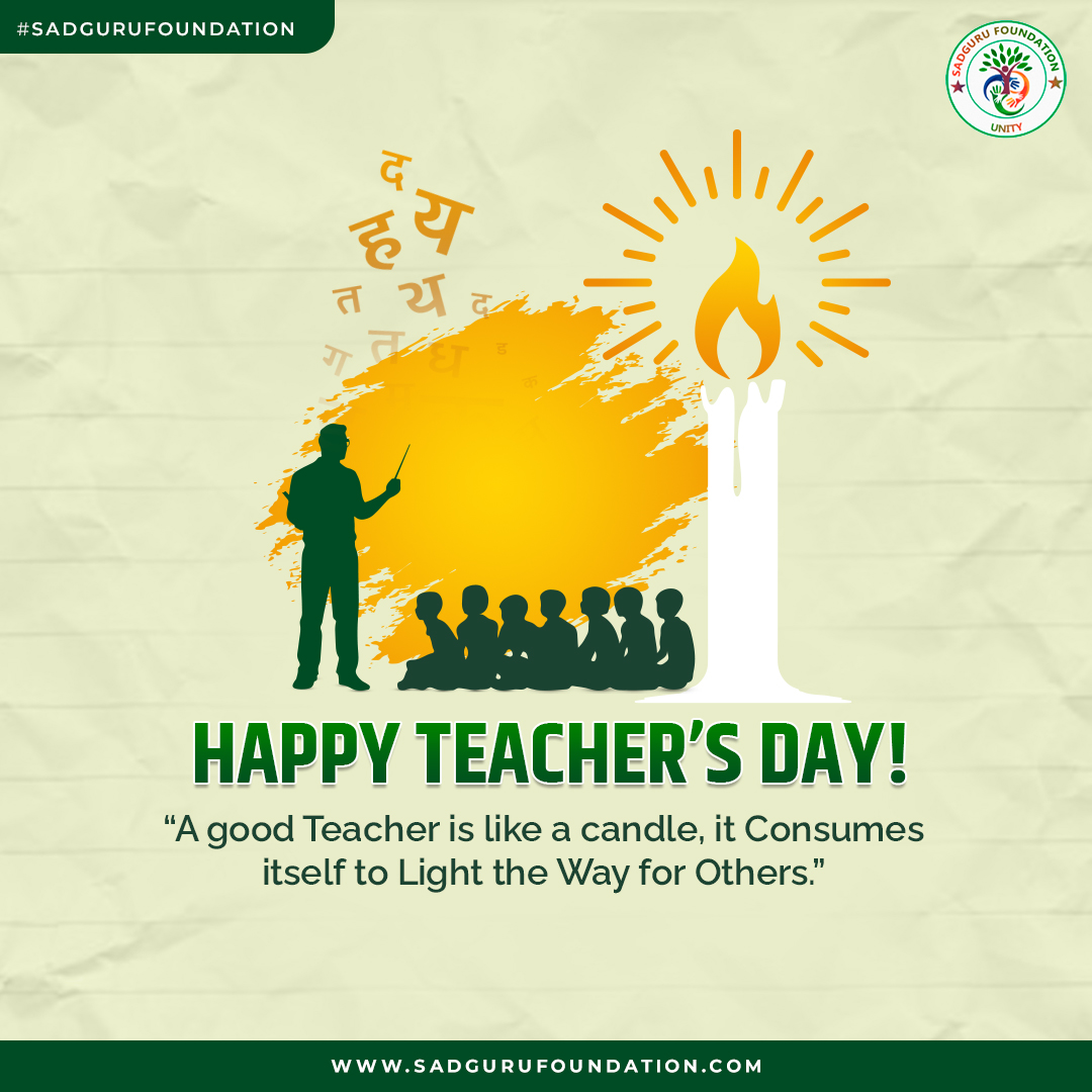 SadguruFdnUnity's tweet image. Guiding us through the darkness, a teacher&apos;s light never fades. This Teacher’s Day, let us honor those who selflessly brighten our paths. Happy Teacher’s Day!
.
.
#TeachersLightTheWay #GuidingStars #EndlessInspiration #TeachersIlluminate #ShiningInstructors #BrilliantGuides