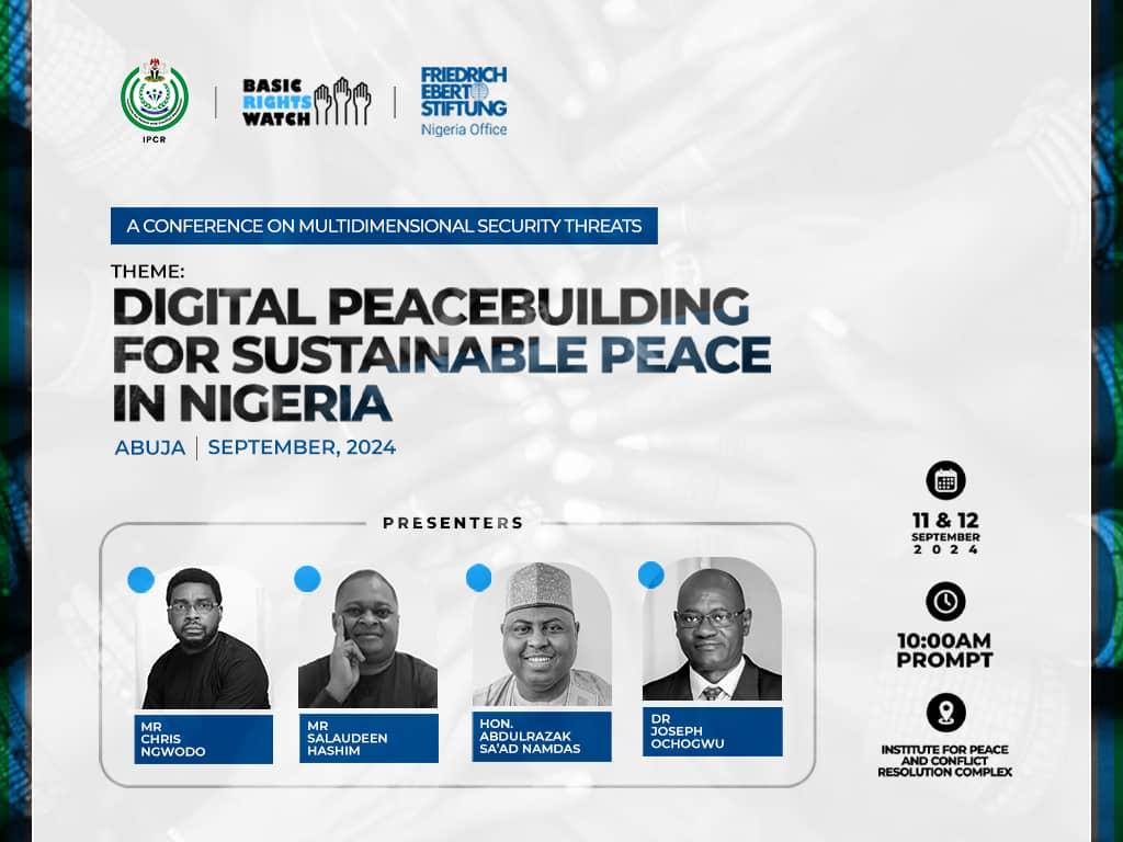 Friedrich-Ebert-Stiftung (FES) Nigeria (@fes_nigeria) on Twitter photo The complex and multifaceted conflicts faced by Nigeria, call for innovative and inclusive peacebuilding approaches. Could Digital peacebuilding become a potent tool for the country?
#FriedrichEbertStiftung and @FGNIPCR partners to organize a multi-stakeholder forum in Abuja The complex and multifaceted conflicts faced by Nigeria, call for innovative and inclusive peacebuilding approaches. Could Digital peacebuilding become a potent tool for the country?
#FriedrichEbertStiftung and @FGNIPCR partners to organize a multi-stakeholder forum in Abuja