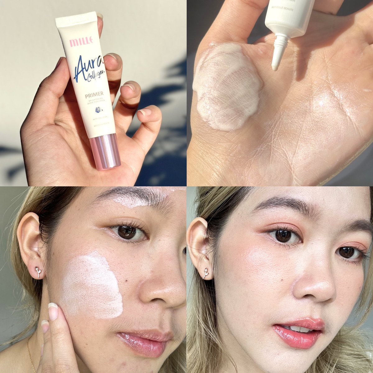 สิ่งมหัศจรรย์ฝั่ง Makeup สุดๆ555555 ออร่าไพรเมอร์ของ Mille สูตรนี้ มันปึ้งมากกกก เป็นผิวตุ้บเป็นผิวจึ้งง งานผิวระเบิดระเบ้อสวยแตกแตนสุดๆ😆 แค่ผสมน้องเค้ากับกันแดดหรือรองพื้นผิวสวยขึ้น3,000% ไม่อุดตันผิวด้วยดิล้างออกง่ายคนเป็นสิวก็ใช้ได้นะ สูตรโกงคนผิวสวยของจี๊ง! #รีวิวมิลเล่