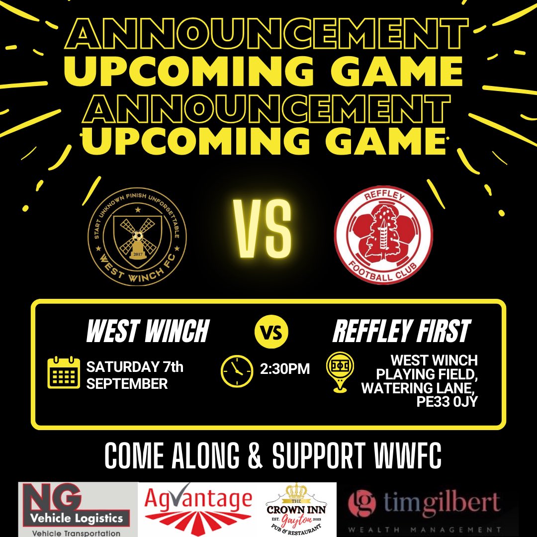 THIS SATURDAY⚽️ - Playing at home against Reffley First team, come along &amp; show your support💛🖤💛🖤