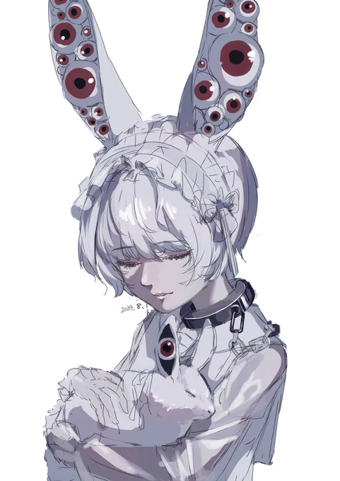 白い髪が好きです #イラスト