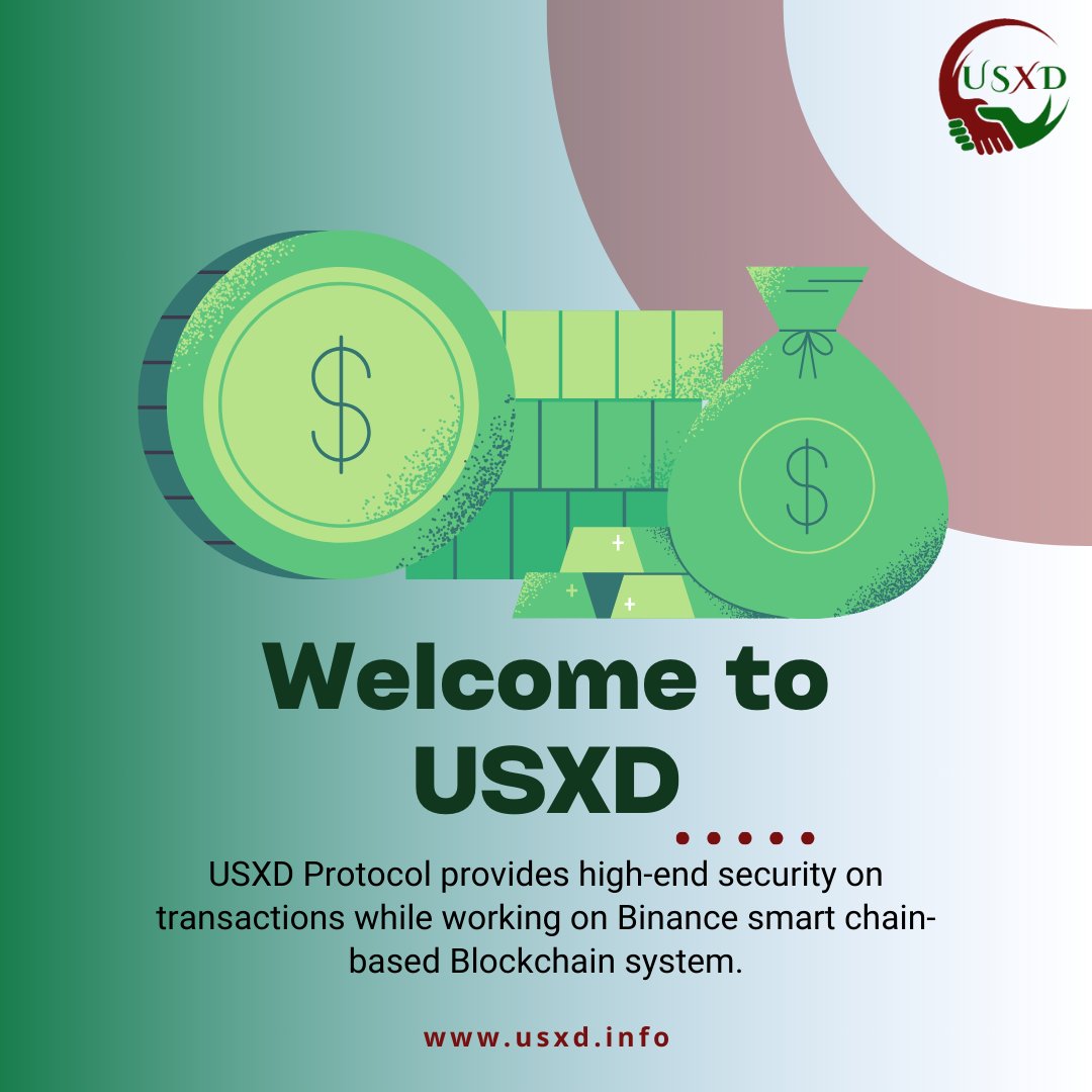 TokenUsxd's tweet photo. USXD Protocol provides high-end security on transactions while working on Binance smart chain-based Blockchain system.

  Read More : https://t.co/aNSVryg0MG

 #cryptocurrency #bitcoin📷📷#forex #money #trading #investment #Bitcoin https://t.co/DSxEqvQTG3