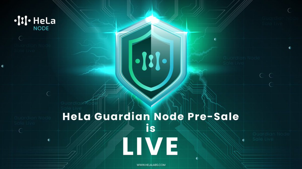 Hela_Network's tweet image. This is it! The highly awaited HeLa Guardian Node Pre-Sale is now LIVE! 🛡

This is your moment to grab a piece of the HeLa blockchain. Unlock rewards, early access, and pioneer status in our growing network!

Pre-Sale Dates: September 4, 2:00 PM SG Time – September 16, 2:00 PM…
