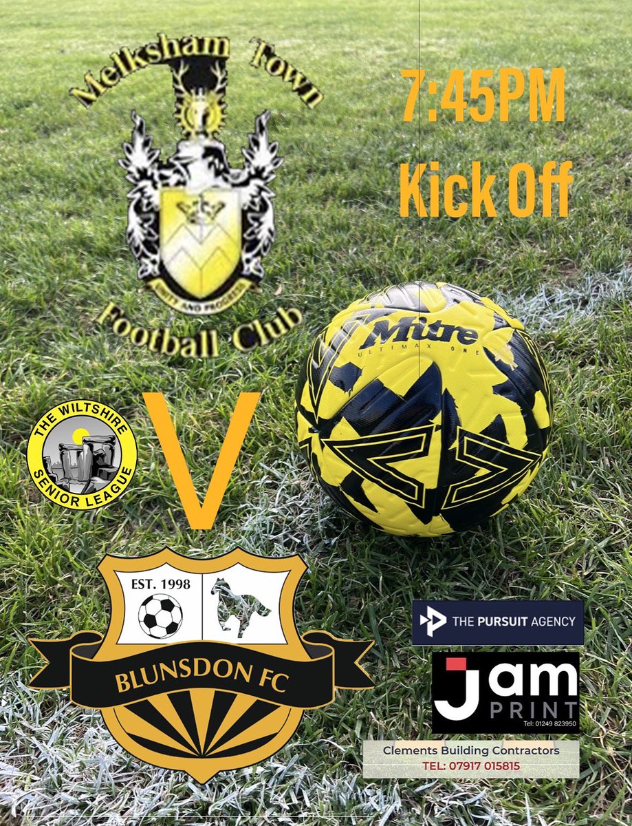 Blunsdon FC (@blunnyfc) on Twitter photo ๐๐คGAME DAY๐ค๐
Blunsdon are back in action tonight under the lights at Melksham Town
๐
Wednesday 4th September 2024
๐ Blunsdon FC v Melksham Town FC Reserves
๐ Wiltshire Senior League
โฑ 7:45pm Kick off
๐ Oakfields, Melksham, SN12 7GU
<a href="/WiltsLeague/">Wiltshire Senior League</a> <a href="/MTFCReserves1/">Melksham Town Reserves</a> ๐๐คGAME DAY๐ค๐
Blunsdon are back in action tonight under the lights at Melksham Town
๐
Wednesday 4th September 2024
๐ Blunsdon FC v Melksham Town FC Reserves
๐ Wiltshire Senior League
โฑ 7:45pm Kick off
๐ Oakfields, Melksham, SN12 7GU
<a href="/WiltsLeague/">Wiltshire Senior League</a> <a href="/MTFCReserves1/">Melksham Town Reserves</a>