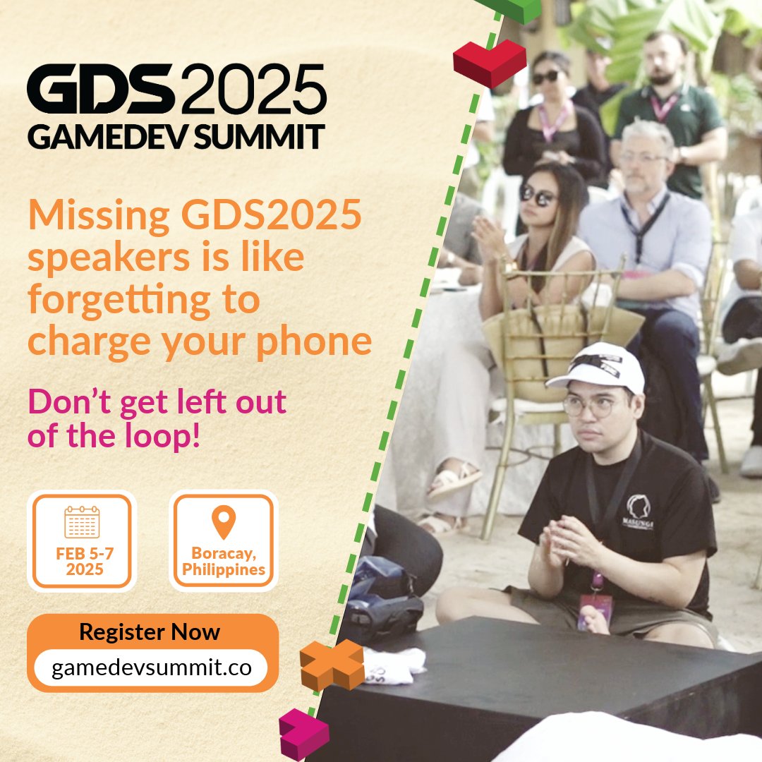 GDSummitAsia's tweet image. Missing GDS2025 speakers is like forgetting to charge your phone – don’t get left out of the loop! Join us February 5-7, 2025, in Boracay, Philippines.  #GameDevSummit #RegisterNow #StayConnected