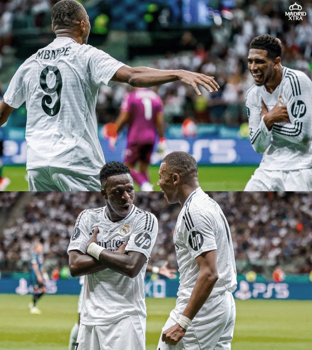 When Jude Bellingham and Vinícius Jr. did Kylian Mbappé’s celebration. 😂🤍