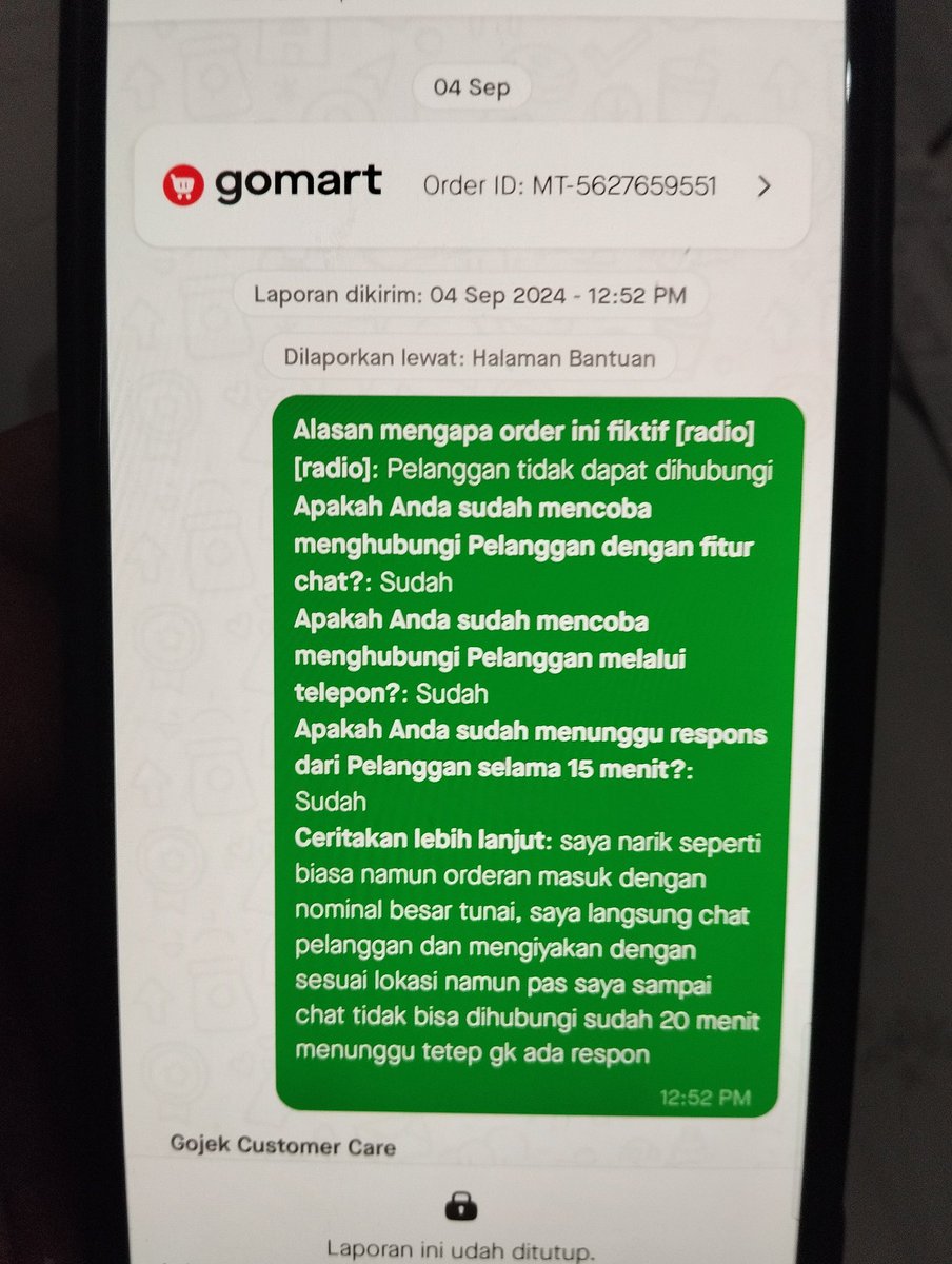 AryaNuggi's tweet photo. Awal dapet orderan ade saya langsung di chat dan menjalankan orderan, setelah belanja dan sampe lokasi dari pelanggan tidak bisa di hubungi sampe ade saya menunggu 20 menit lebih https://t.co/z7sLtTHwRy