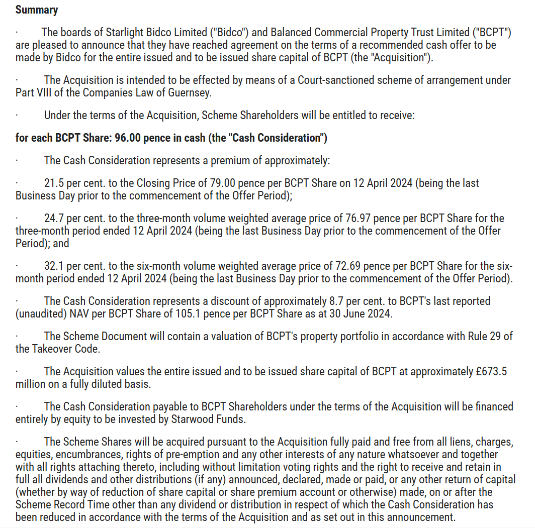entrustTMF's tweet image. Recommended Offer For #BCPT Balanced Commercial Property Trust

RECOMMENDED CASH ACQUISITION

of

BALANCED COMMERCIAL PROPERTY TRUST LIMITED by

STARLIGHT BIDCO LIMITED

voxmarkets.co.uk/rns/announceme…