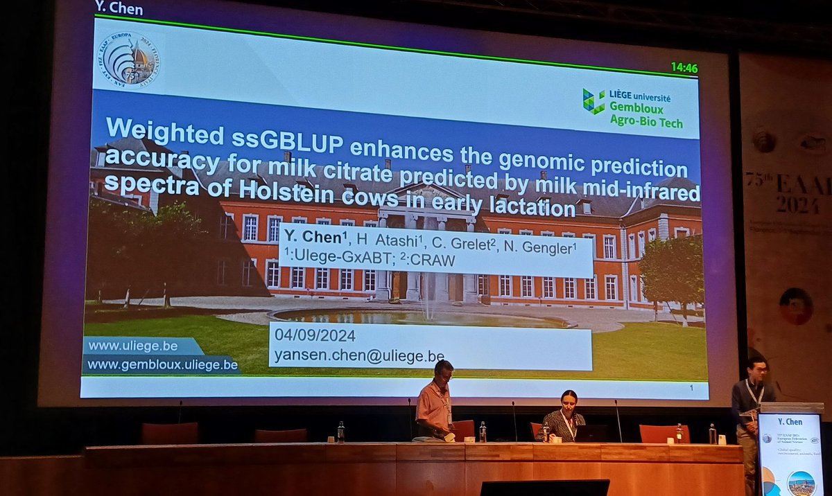 Nicolas Gengler (@nicogengler) on Twitter photo #eaap continuing and nearly finished with another excellent and clear presentation by <a href="/YansenChen1/">Yansen Chen(陈焱森)</a> <a href="/AgroBioTech/">Gembloux Agro-Bio Tech</a> <a href="/UniversiteLiege/">Université de Liège</a>
showing nicely how to use weighted ssGBLUP to get better results #eaap continuing and nearly finished with another excellent and clear presentation by <a href="/YansenChen1/">Yansen Chen(陈焱森)</a> <a href="/AgroBioTech/">Gembloux Agro-Bio Tech</a> <a href="/UniversiteLiege/">Université de Liège</a>
showing nicely how to use weighted ssGBLUP to get better results