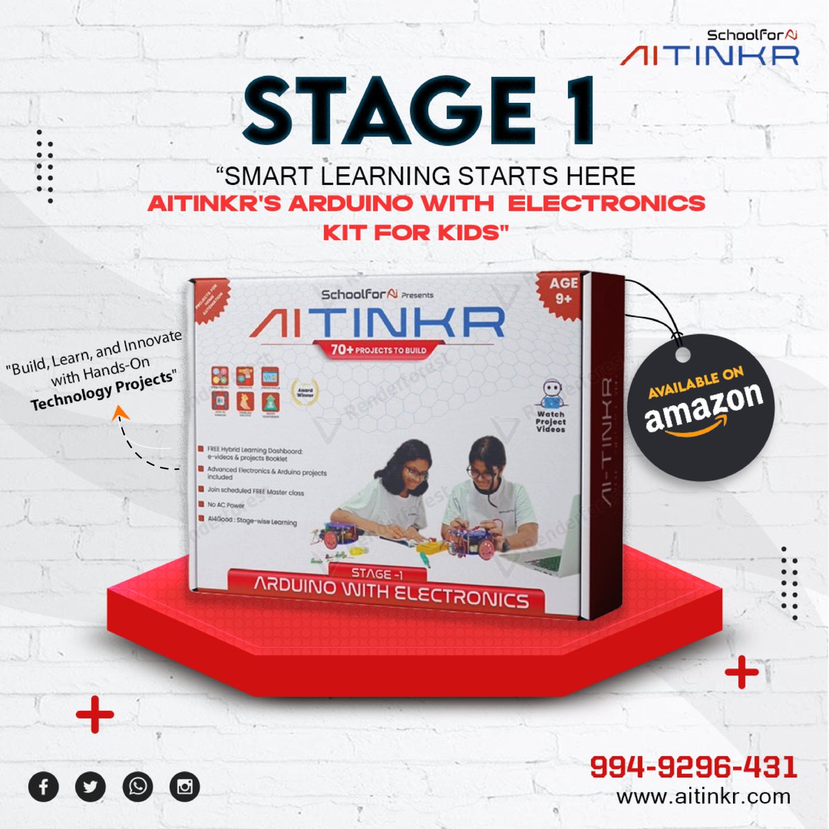 aitinkr's tweet image. Stage - 1 | Arduino with Electronics
Join our introductory course and kickstart your 5-Stage learning journey! 📚🔧
For Information:
📞 : +91 9949296431
🌐 : aitinkr.com
🛍️ : sfai.cc/X1
#AITINKR #Arduino #ArduinoKit #STEMEducation #TechInnovation