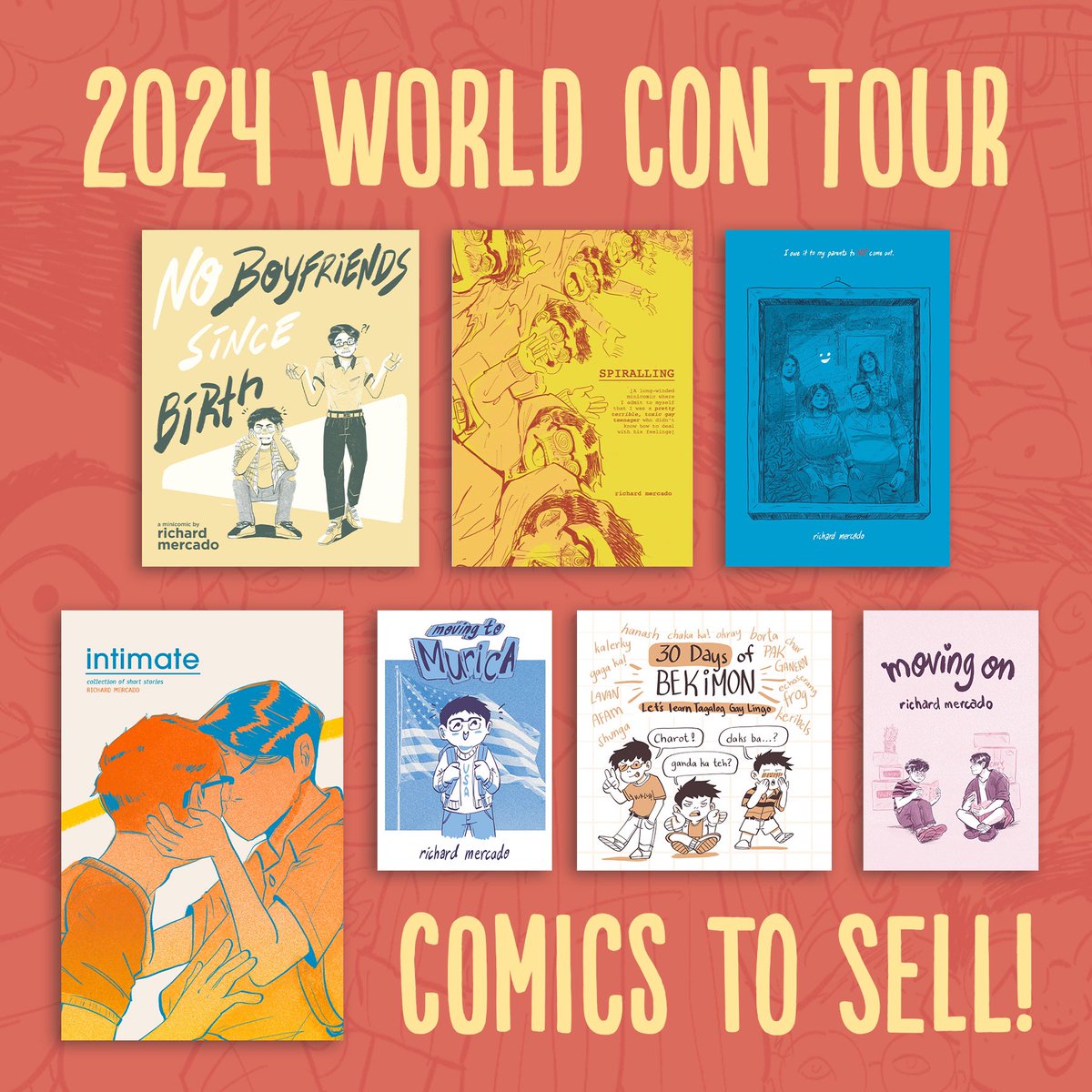 Going to a bunch of cons this year!! ~world tour (or just east coast and the uk)! Gonna be selling my comics/zines/prints! Details below!