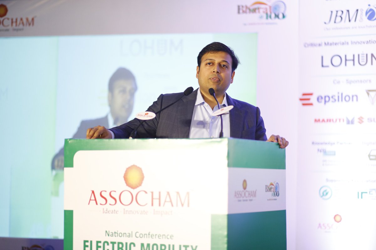 ASSOCHAM4India's tweet photo. While delivering his #IndustryAddress, Mr. Nishant Arya, Chair, National Council on Green Mobility, #ASSOCHAM during the National Conference on #ElectricMobility and Building India an Electric Mobility Hub for #ViksitBharat welcomed and thanked the chief guest, noting the transformation of the EV sector into a thriving ecosystem. 

He highlighted the need for infrastructure support to drive further growth and the role of technological advancements. With the right backing, Arya believes India could become the #EV powerhouse of the world.

@jbmauto