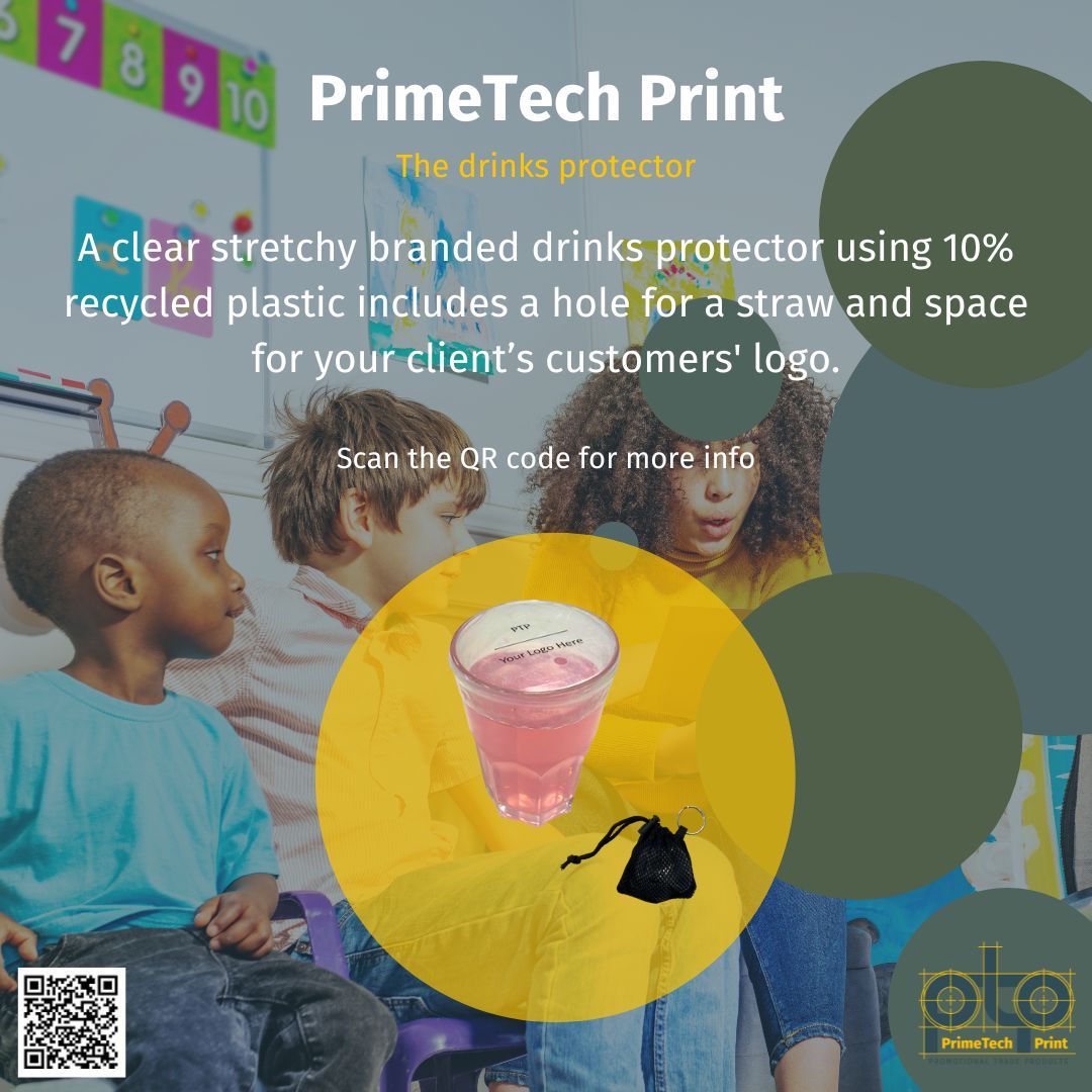 PrimeTechPrint's tweet image. Calling all Promo Distributors - don't let the fear of spillages ruin your client's customers' fun, be protected with our brandable drinks protectors. 😊 

Scan the QR code for more information.

#Spillages #DrinksProtector #PrimeTechPrint