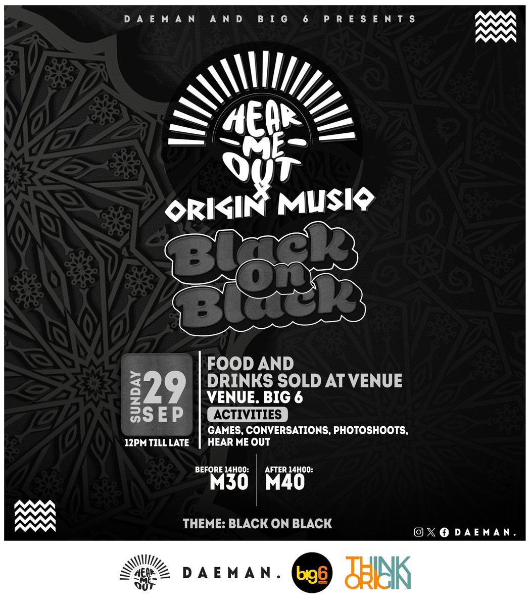 Daeman266's tweet photo. Together, we can create a powerful force for positive change and inspire the next generation to reach their full potential, Join us for the highly anticipated BLACK ON BLACK 2nd Edition.
#HearMeOut #Daeman. #ThinKOrigin #Big6 #BlackOnBlack #BePartOfSomething. #OurSpaceIsSafeSpace https://t.co/MF28eEAxFf