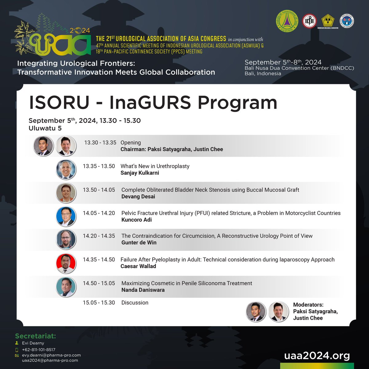 Join us at UAA 2024 in Bali for the ISORUS - InaGURS Program! 
Explore the latest advancements, from new techniques in - to maximizing cosmetic outcomes in penile siliconoma treatment. 

Don’t miss this opportunity to learn from the best!
Visit our website uaa2024.com