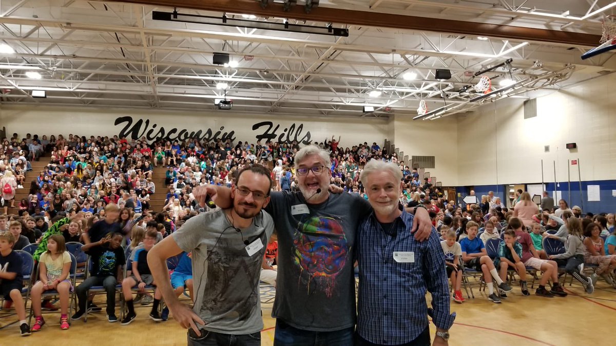 The wheel of the year turns.  My kids went back to school today. The house is quiet again, until they return later with tales of excitement and outrage.  Here’s a few pix of a school visit with Eoin and Gio from the American tour for our graphic novel Illegal. Happy first day
