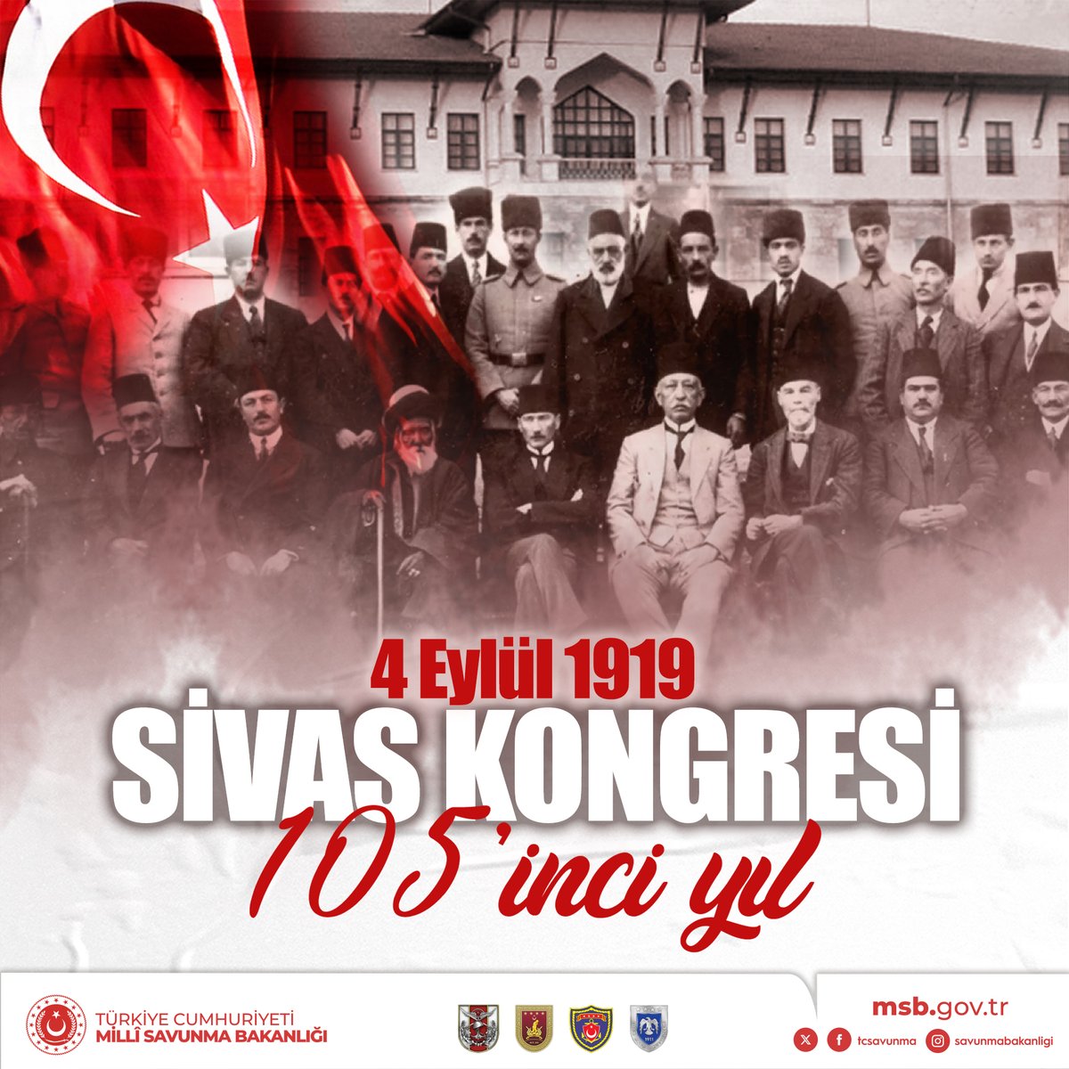 “Ya istiklal ya ölüm!” denilerek “manda ve himaye” fikrinin kesin olarak reddedildiği Sivas Kongresi’nin 105’inci yıl dönümünde Cumhuriyetimizin temellerini atan Gazi Mustafa Kemal Atatürk başta olmak üzere Millî Mücadelemizin tüm kahramanlarını rahmet, minnet ve saygıyla