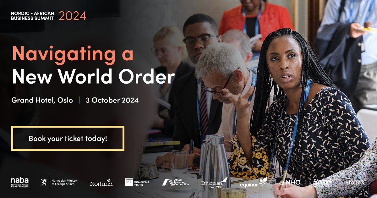 Join the Nordic-African Business Summit for the session "Investing in a New World Order." Explore challenges and opportunities in a shifting global landscape. From risk management to identifying new growth areas.  Don't miss out! 
lnkd.in/eKNSS_C