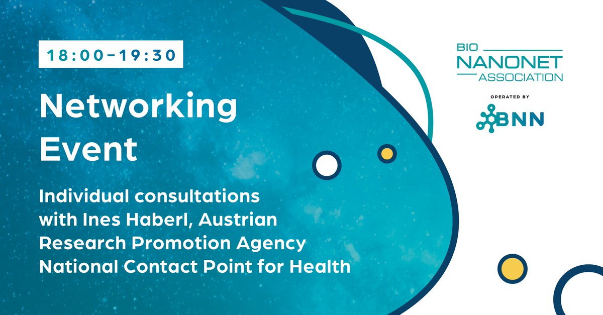 bionanonet's tweet photo. Take advantage of individual consultations with Ines Haberl from the Austrian Research Promotion Agency at our BioNanoNet Annual Forum on 12 Sept in Graz. 👌
Join us for the Networking Event in collaboration with @RCPE and @HumanTechStyria with buffet &amp; drinks. 🤝 https://t.co/s4lPBCldPc
