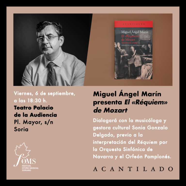 Este viernes, 6 de septiembre, <a href="/MiguelAMarinL/">Miguel Ángel Marín</a> presentará «El "Réquiem" de Mozart» en el Teatro Palacio de la Audiencia de Soria. ¡Os esperamos!

ℹ️acantilado.es/evento/miguel-…