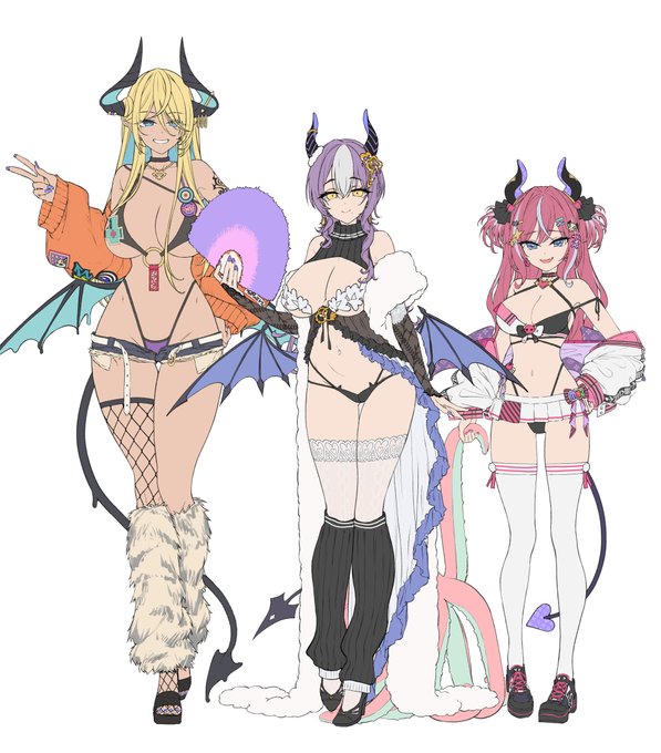 というわけで次回作のキャラはこの3人!
【サキュバス三姉妹】です💀🩷✌🧡🪭💜
頑張ってキャラデザしたのでかわいがってね～!現在鋭意執筆中💪
#魔王城のサキュバス 