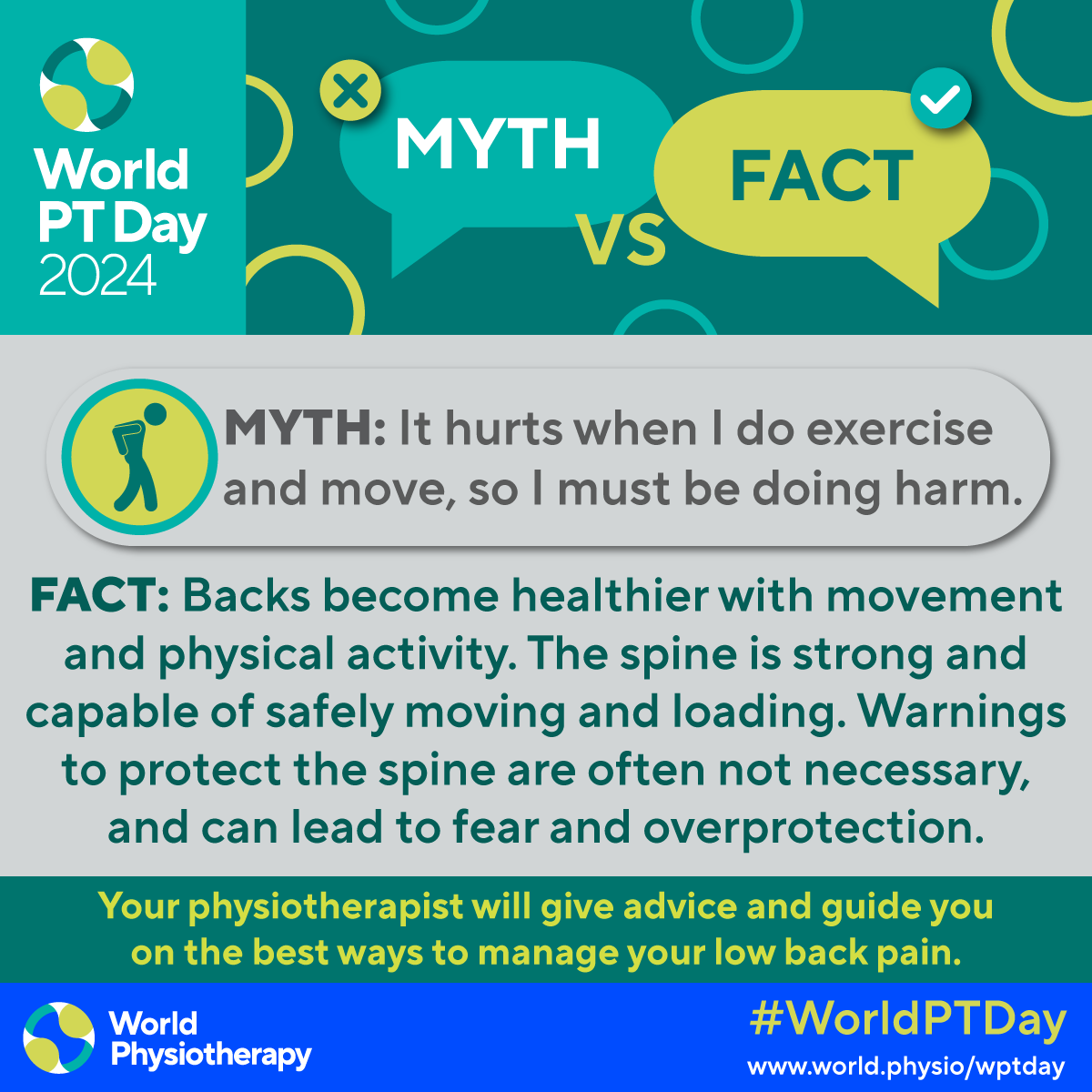 Oyo_NSP's tweet photo. Take steps in the right direction! 
Here are myths about Low back pain you shouldn't believe

#WorldPhysiotherapyDay
#OYNSP
#Physiotherapy 
#MovementForLife
#FightAgainstLowBackPain https://t.co/dGodOt9eRi