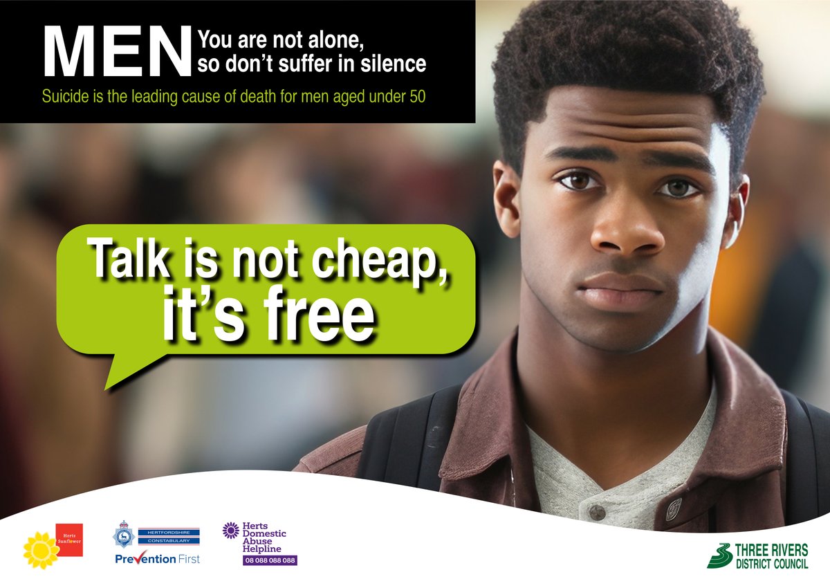 If you are experiencing difficulties with your mental health or having thoughts of suicide please reach out 

📞Herts Domestic Abuse - 08 088 088 088
📞CALM - 0800 58 58 58
📞Samaritans - 116 123
 📱Text Shout to 85258

#ThreeRivers <a href="/HDA_Helpline/">Herts Domestic Abuse Helpline</a> <a href="/HertsPolice/">Herts Police</a> <a href="/HertsSunflower/">HertsSunflower</a>