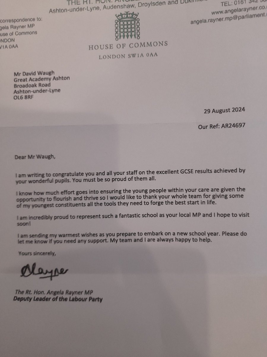 GAA_Principal (@gaaprincipal) on Twitter photo <a href="/AngelaRayner/">Angela Rayner</a> Thank you so much for your letter. Genuinely a privilege to serve Ashton, GAA and your constituents. It was just lovely to receive this morning. <a href="/GAAshton_news/">Great Academy Ashton</a> <a href="/AngelaRayner/">Angela Rayner</a> Thank you so much for your letter. Genuinely a privilege to serve Ashton, GAA and your constituents. It was just lovely to receive this morning. <a href="/GAAshton_news/">Great Academy Ashton</a>