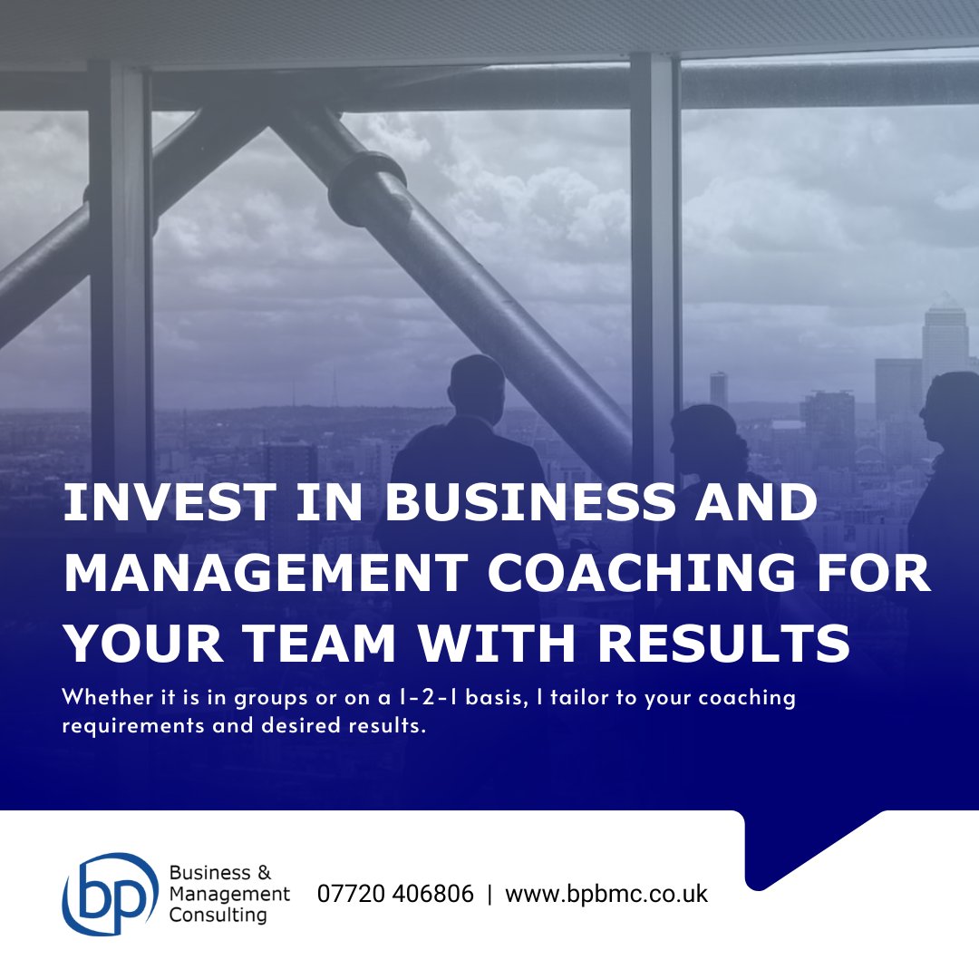 Invest in your team's development for future success—yours and theirs. 

Motivated, skilled staff drives business growth. As a former CEO and current Business Coach, I can help your team excel. 

Contact Barrie Pierpoint at barrie@bpbmc.co.uk or 07720 406806.

#businesscoach