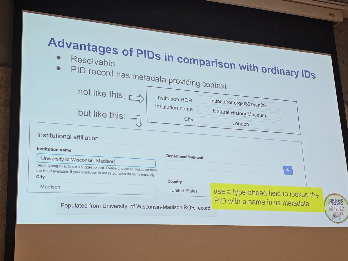 8/🧵

<a href="/wouter99999/">Wouter Addink</a> presents DIGITAL #specimens &amp; their referencing &amp; citation via #Specimen #DOIs.

👏His team's new publication in <a href="/BioDataJournal/">BDJournal</a> showcases how it works in practice!

👉The paper: doi.org/10.3897/BDJ.12… also features #nanopublications!

#TDWG2024 #BiCIKL_H2020
