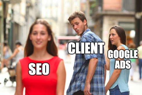 sherlockSEO's tweet photo. Clients be like...

Spending shit loads on Ads, knowing SEO exists but think it's too expensive while ...

finish this sentence with correct answers only.

#SEO #GoogleAds #Search #PPC #Marketing #meme #advertiser https://t.co/xPGssl7Al4