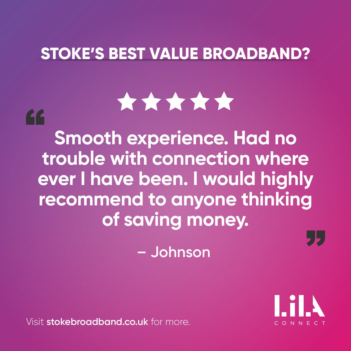 We're thrilled to have assisted a recent customer in discovering the true value of affordable full fibre broadband. Check out their glowing review!
Make sure to visit our TrustPilot to see what other customers had to say about us 👉 uk.trustpilot.com/review/lilacon…