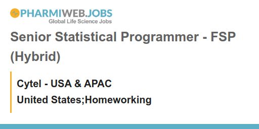 PharmaNewsUS's tweet image. Senior Statistical Programmer - FSP (Hybrid)
buff.ly/3Zukw1l
#SeniorStatisticalProgrammer #ClinicalTrialData #SDTM #DataMigration #SASProgramming #CytelInc #pharmiweb