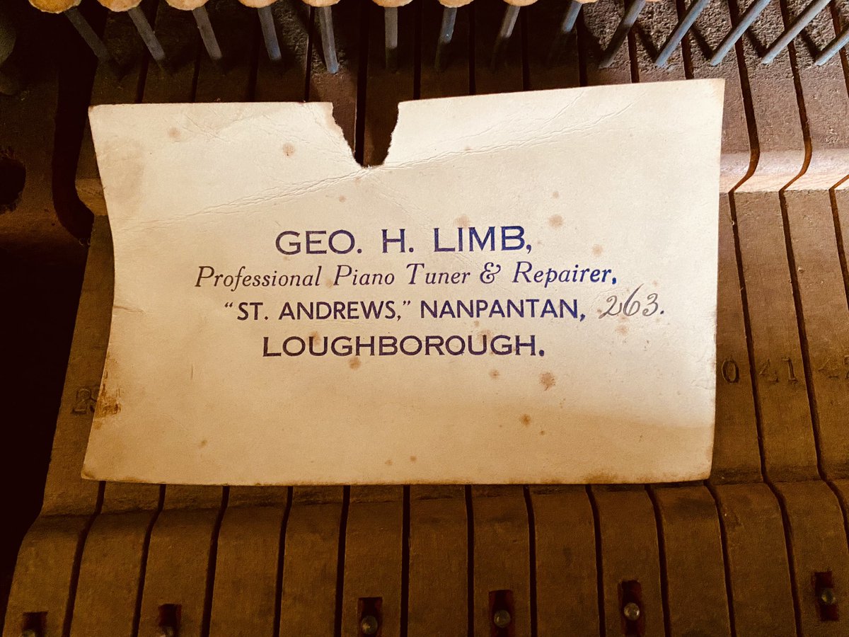 A previous piano tuner’s calling card. I wonder when it dates from?