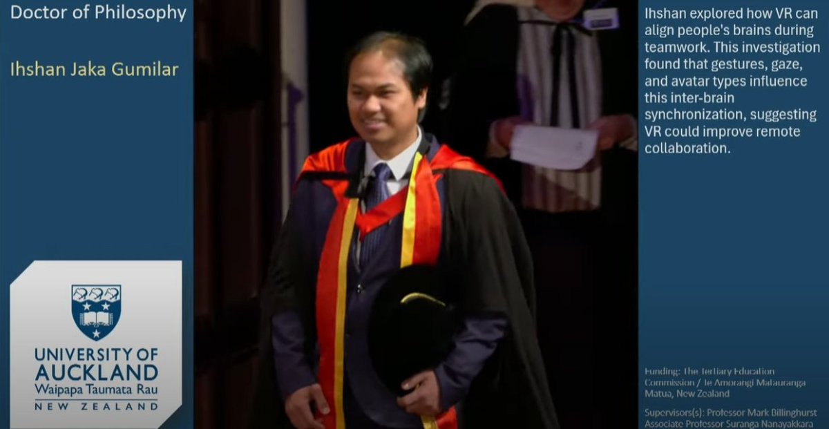 Congratulations to our newest PhDs graduated from the Empathic Computing Lab - Dr. Kunal Gupta and Ihshan Gumilar! Wishing you all the best in your future endeavors! 
Ceremony video link (Start from 1:05:40): 
youtube.com/watch?v=4zipF6…

#PhDGraduation #EmpathicComputing