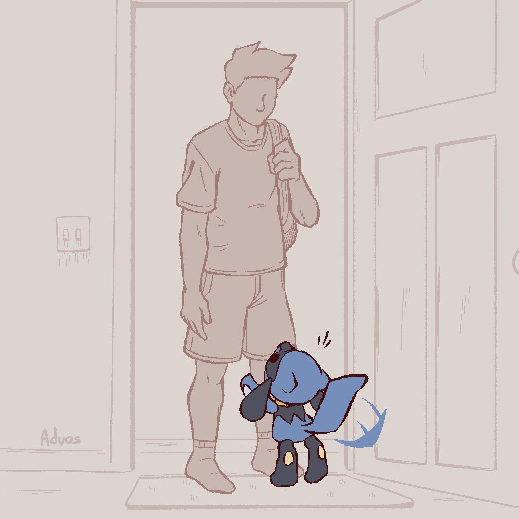AdvosArt's tweet photo. Riolus can sense when you come back home https://t.co/I8EBTpGVFz