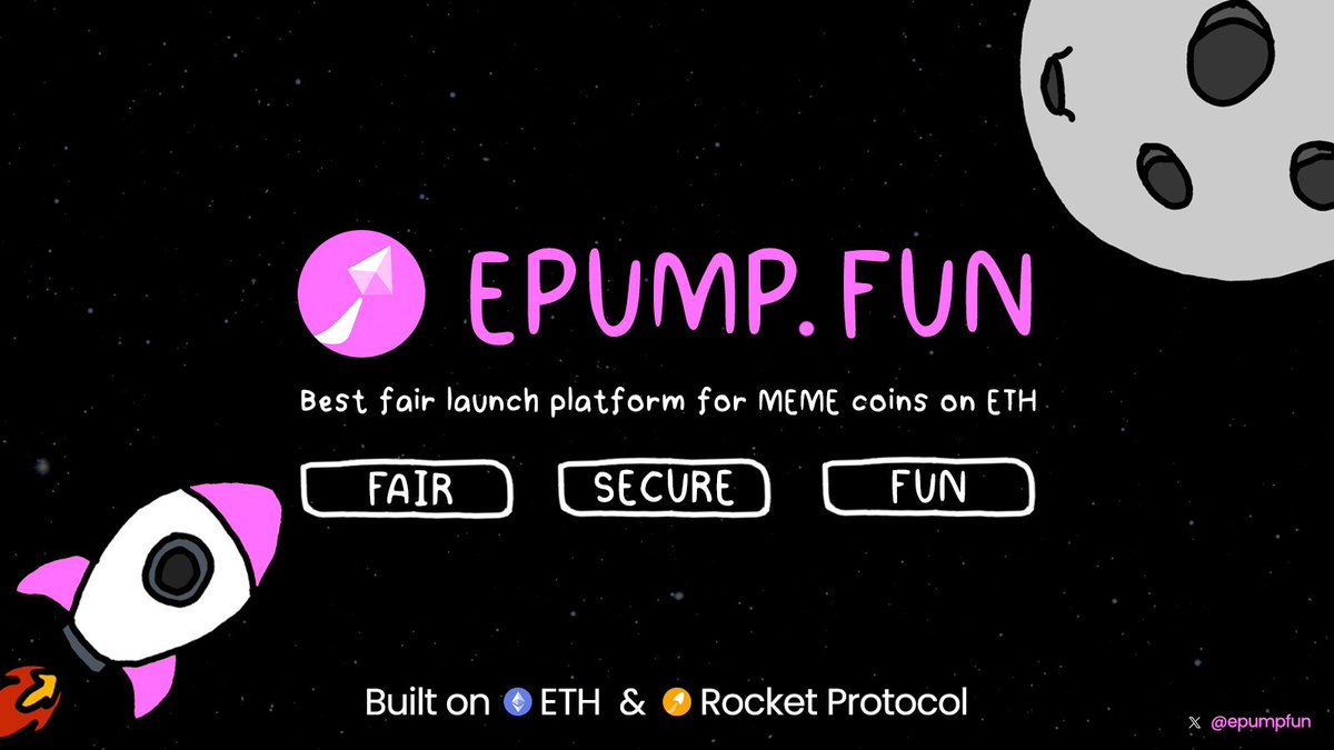 rocketdotmeme's tweet photo. EPUMPFUN https://t.co/dKE21L9syb
Meme coin Fair Launch launchpad powered by #RocketProtocol has started their operation on ETH chain! π
Rocket Protocol pioneered in building #FairMint mechanism for meme coins, currently building on these three chains; ETH, BNB, and Base Chain https://t.co/GoMN56HHbj