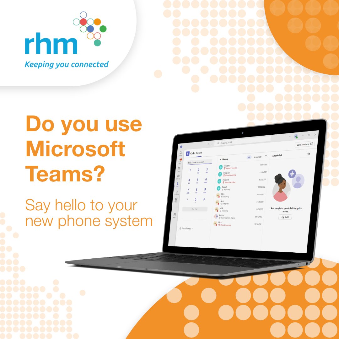 RHMTelecom's tweet photo. Did you know you can use MS Teams as a phone system?🟥 🟦 🟩 🟨 

For enhanced collaboration, remote worker flexibility, and softphone capability, MS Teams is your all-in-one communication solution. 

Find out more: https://t.co/YrsbOHG4Ij https://t.co/sh6fOsgia8