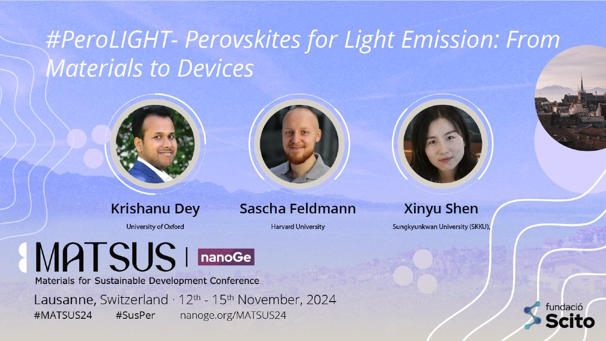 nanoGeConferences (@nanoge_conf) on Twitter photo 🟣Discuss fundamental physics of light emission in #HalidePerovskite materials, recent progress in device efficiency & challenges of stability and scalability at #MATSUS24 <a href="/nanoGe_Conf/">nanoGeConferences</a>
📍Lausanne, Switzerland
🗓️12th-15th November 2024
🔗Send an abstract: nanoge.org/MATSUSFall24/h… 🟣Discuss fundamental physics of light emission in #HalidePerovskite materials, recent progress in device efficiency & challenges of stability and scalability at #MATSUS24 <a href="/nanoGe_Conf/">nanoGeConferences</a>
📍Lausanne, Switzerland
🗓️12th-15th November 2024
🔗Send an abstract: nanoge.org/MATSUSFall24/h…