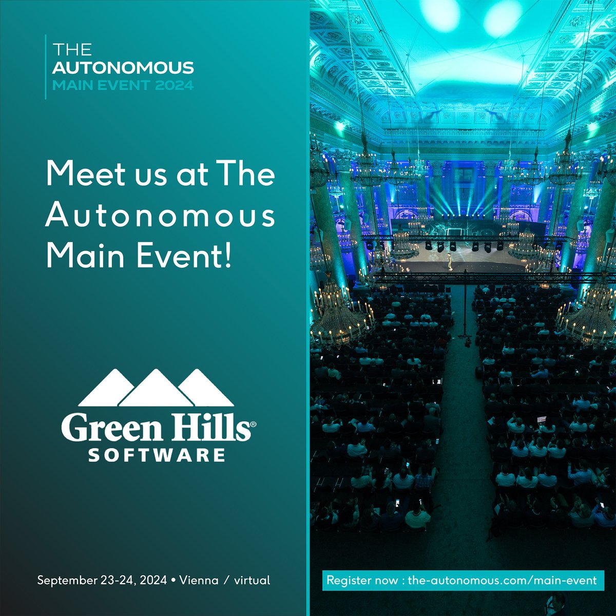 GreenHillsPR's tweet image. Green Hills Software is honored to be a partner for The Autonomous Main Event 2024.
We look forward to networking with you! 

Use promo code TA24_GHS20 for a 20% discount on all tickets:
bit.ly/3ylNe9r

#TheAutonomousMainEvent #safety #security #futuremobility
