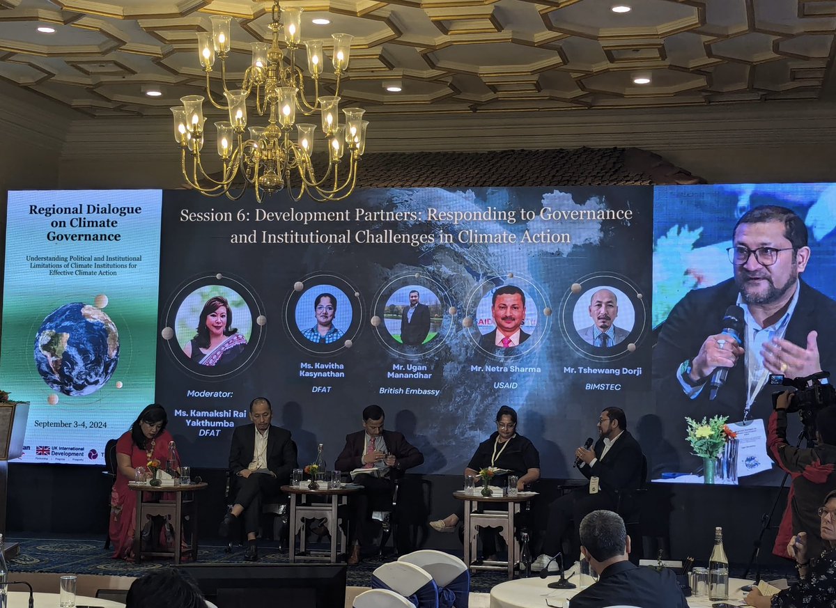 Day 2 of <a href="/Asia_Foundation/">The Asia Foundation</a> Climate Governance event, supported by 🇬🇧 

British Embassy Kathmandu’s Climate Advisor Ugan Manandhar highlights the importance of balancing scientific approaches with political will to enable effective #ClimateAction.
