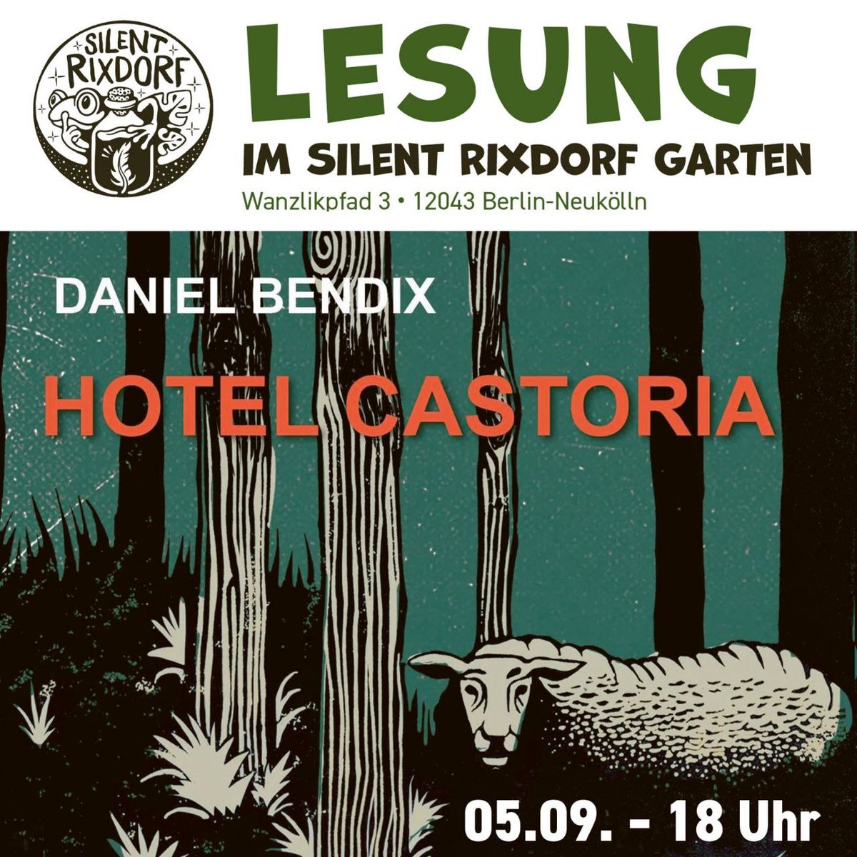 Morgen lese ich aus meinem Roman <a href="/klakverlag/">KLAK</a>. Draußen und mit Kopfhörern, 5/09/2024, 18h: silentrixdorf.de/veranstaltung/…. Der Roman ist u.a. inspiriert von Gesprächen mit Studierenden aus dem Globalen Süden über ihre Rassismuserfahrungen in Brandenburg und Sachsen-Anhalt