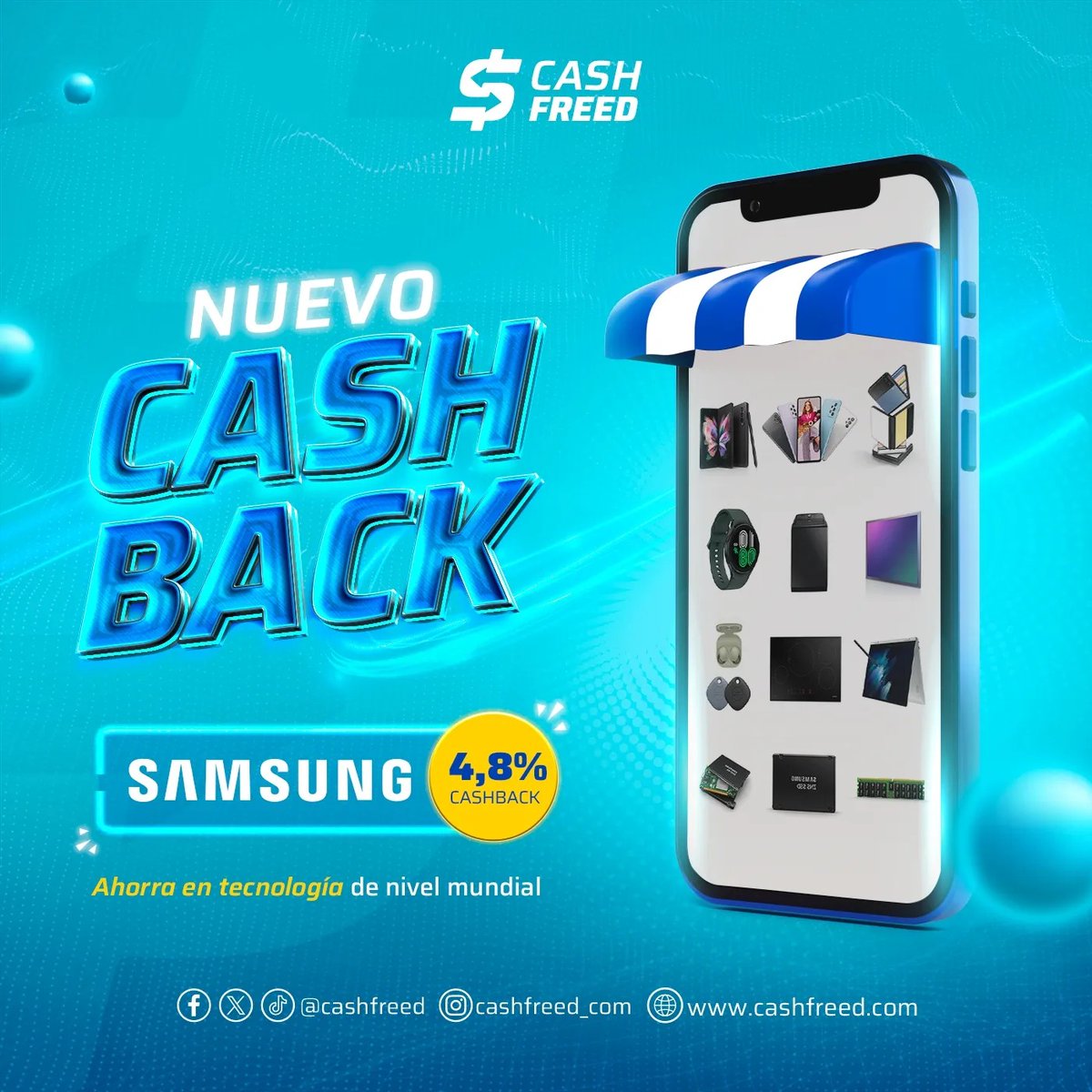 📢 ¡Ahorra y gana cashback en tus compras Samsung con CashFreed! 💸

Hasta 4.8% de cashback para usuarios premium o 2.4% GRATIS para todos.

¡No te lo pierdas! Descubre más en nuestro sitio. 🔗

#AhorroSamsung #Cashback #CashFreed