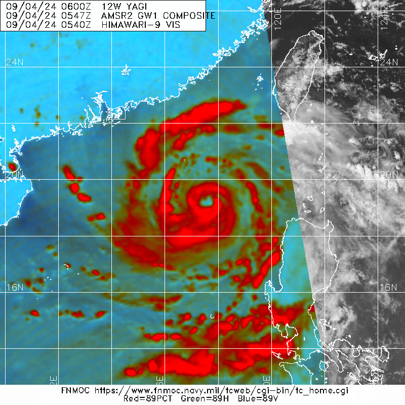 Sausius_wx's tweet image. #Typhoon #Yagi (#EntengPH) is now entering beast mode and likely at least on the cusp of major typhoon status. The structure  is now more or less that of a mature Typhoon and objextive fixes like D-PRINT begin to support intensities in the Category 3 range. #tropicswx